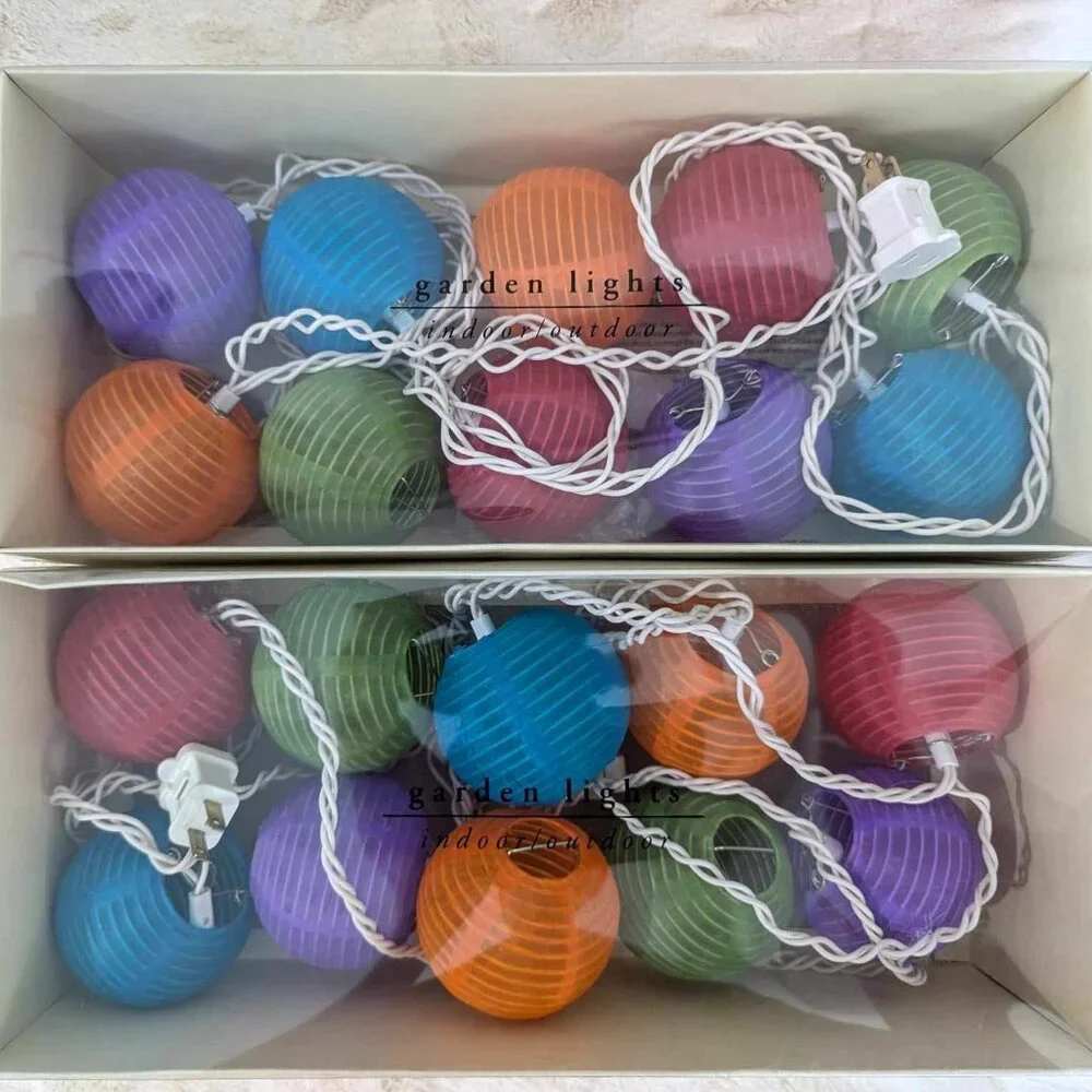 Pier 1 Multi-Color Round Chinese Lantern String Lights 10 light/set. (Set of 2)